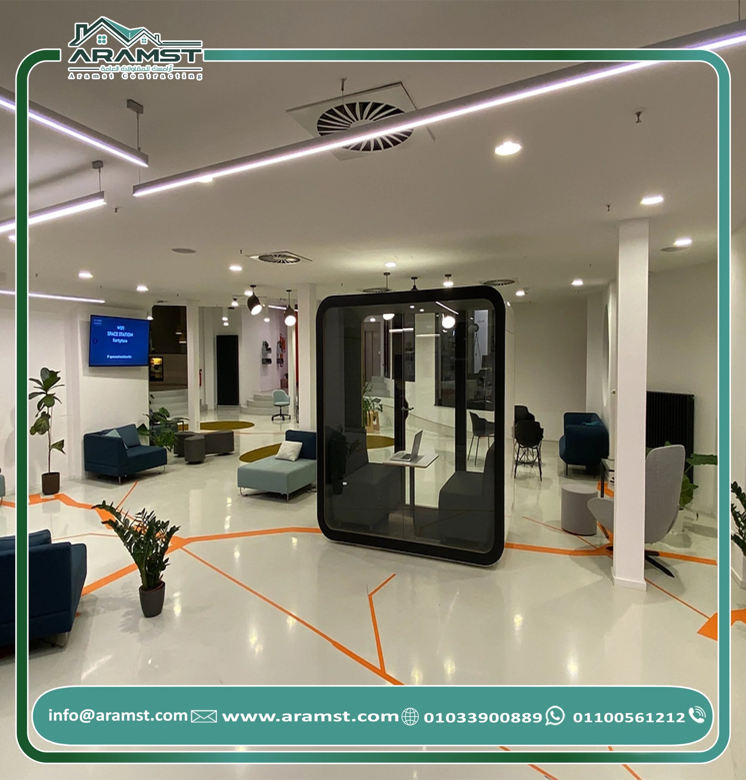 تشطيب مكتب كامل بالعاصمة الادارية